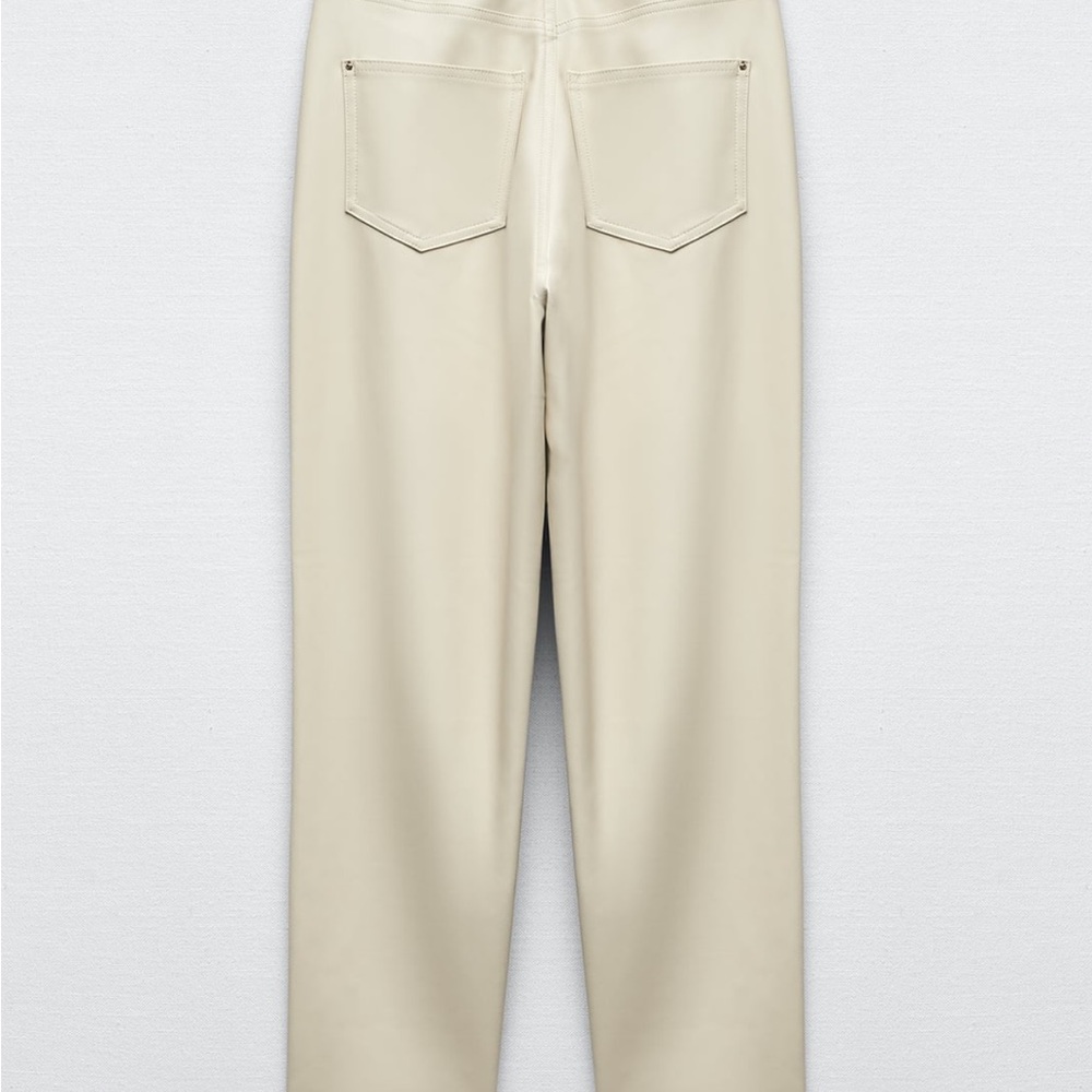Zara cream faux leather pants Sz 6 - Picture 5 of 7